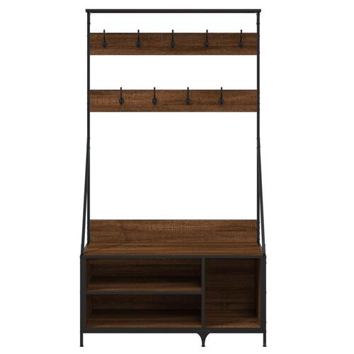 Tøjstativ med skoopbevaring 100x41x184 cm brun egetræsfarve
