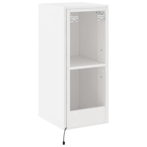 Væghængt tv-bord med LED-lys 30,5x35x70 hvid