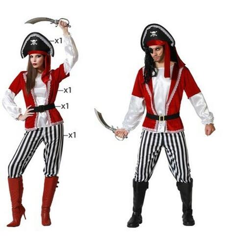 Kostume til voksne Rød Pirat M/L