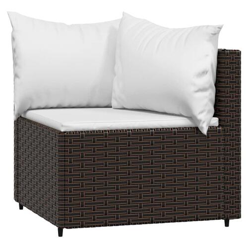 Hjørnemoduler til havesofa 2 stk. med hynder polyrattan brun
