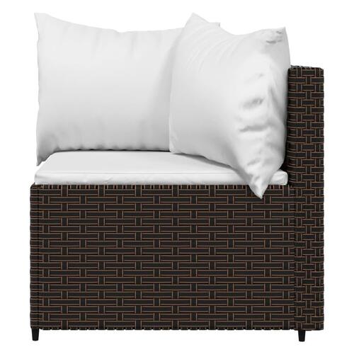 Hjørnemoduler til havesofa 2 stk. med hynder polyrattan brun