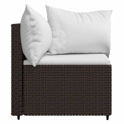 Hjørnemoduler til havesofa 2 stk. med hynder polyrattan brun