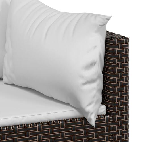 Hjørnemoduler til havesofa 2 stk. med hynder polyrattan brun