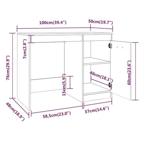 Skrivebord 100x50x76 cm konstrueret træ grå sonoma-eg