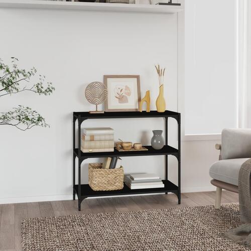 Bogreol 80x33x70,5 cm konstrueret træ og stål sort