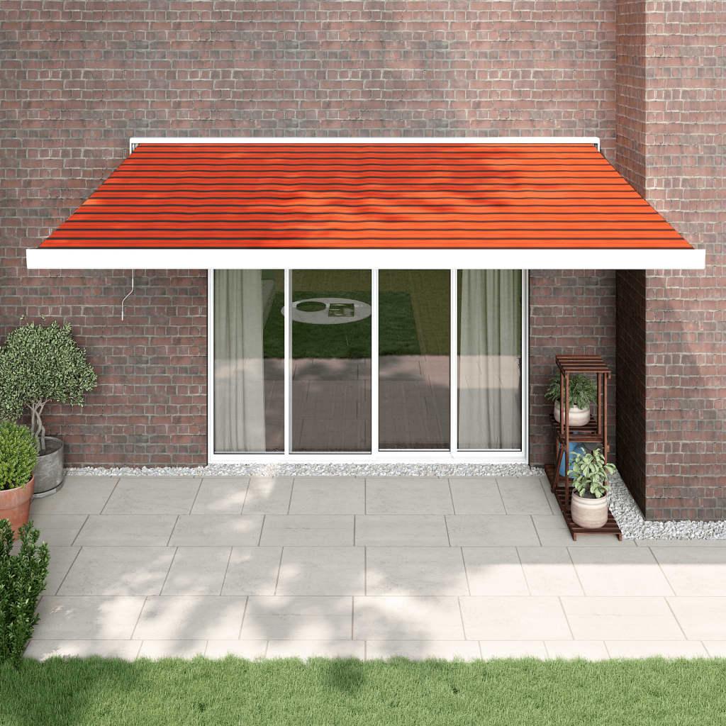 Foldemarkise 4x3 m stof og aluminium orange og brun