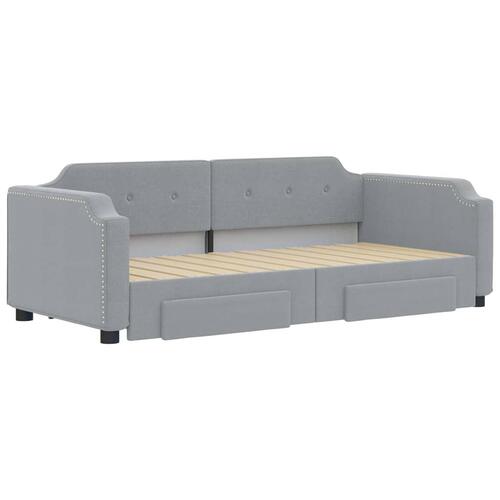Daybed med udtræk og skuffer 80x200 cm stof lysegrå