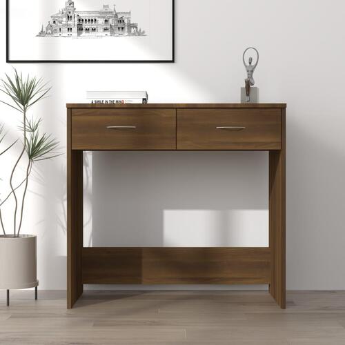 Skrivebord 80x40x75 cm konstrueret træ brun egetræsfarve