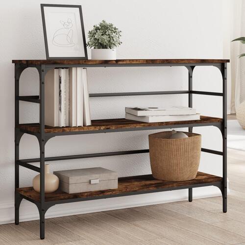Konsolbord 100x32x75 cm konstrueret træ røget egetræsfarve