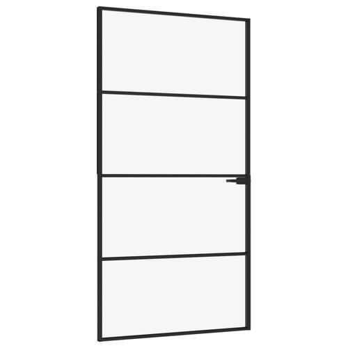 Dør 102x201,5 cm hærdet glas og aluminium sort