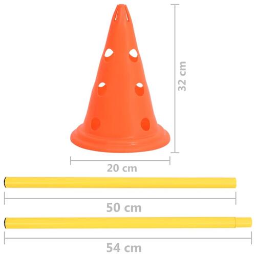 Forhindringsbanesæt til hunde orange og gul