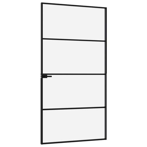 Dør 102x201,5 cm hærdet glas og aluminium sort