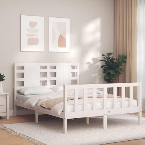 Sengeramme uden madras 120x200 cm massivt fyrretræ hvid