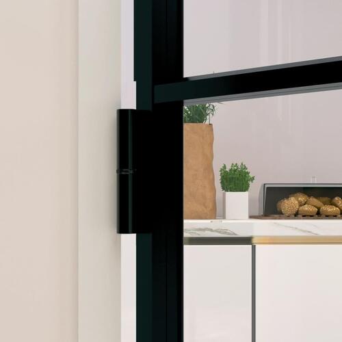 Dør 102x201,5 cm hærdet glas og aluminium sort