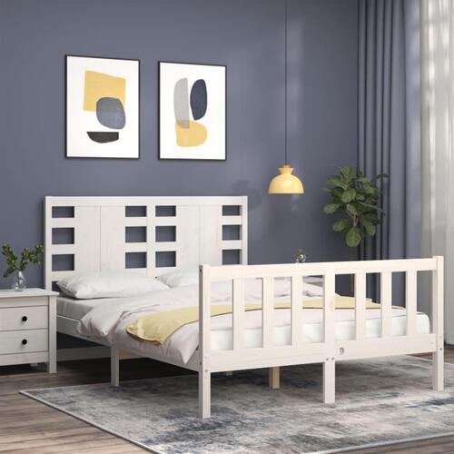 Sengeramme uden madras 120x200 cm massivt fyrretræ hvid