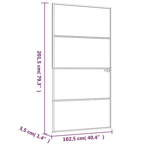 Dør 102x201,5 cm hærdet glas og aluminium sort