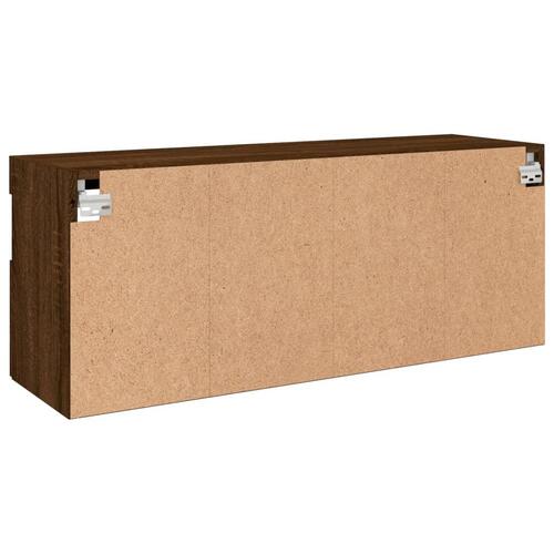 Væghængt tv-bord med LED-lys 100x30x40 cm brun egetræsfarve
