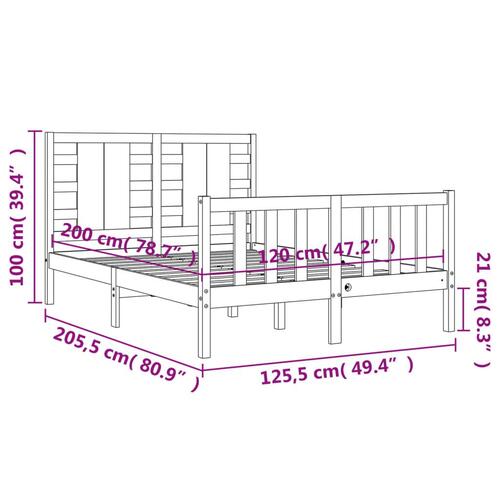 Sengeramme uden madras 120x200 cm massivt fyrretræ hvid