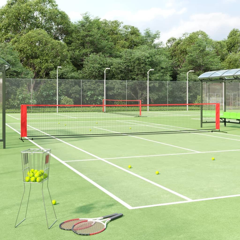 Tennisnet 600x100x87 cm polyester sort og rød