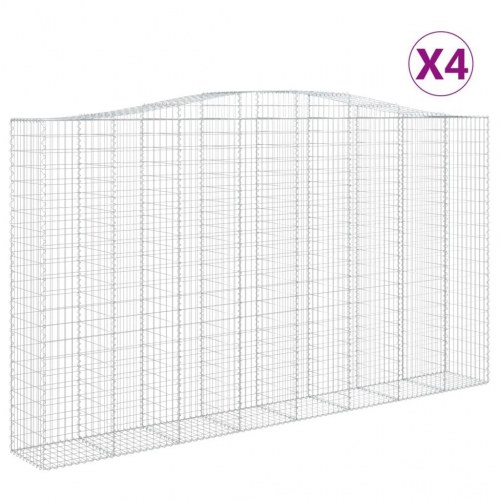 Buede gabionkurve - 4 stk. 400 × 50 × 220/240 cm i galvaniseret jern