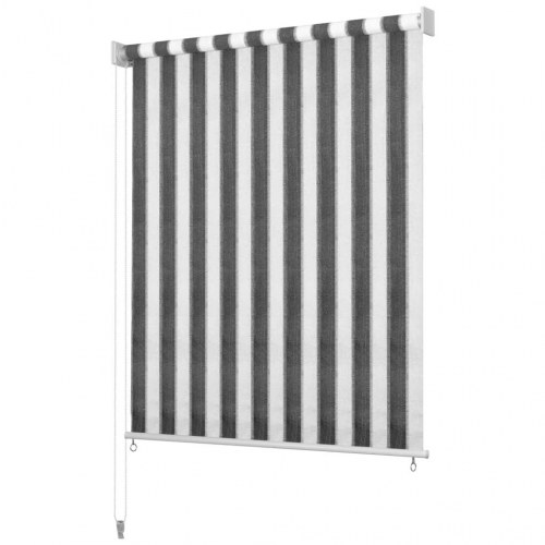 Udendørs rullegardin 400 x 140 cm antracitgrå og hvid stribet