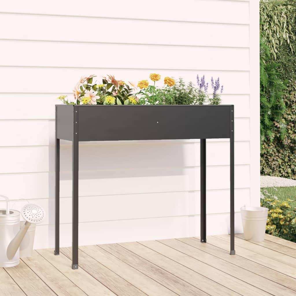 Plantekasse 100,5x40,5x90 cm galvaniseret stål antracitgrå