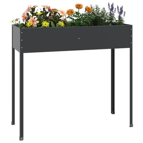 Plantekasse 100,5x40,5x90 cm galvaniseret stål antracitgrå