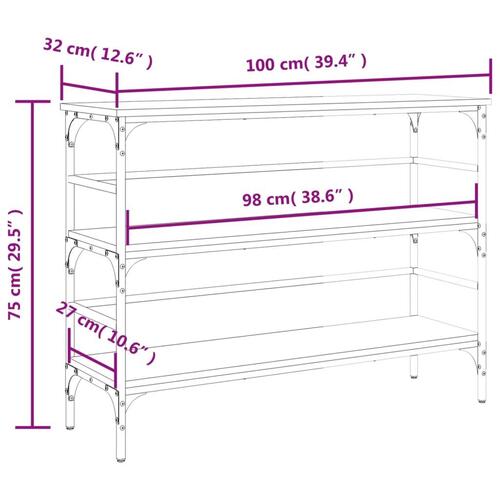 Konsolbord 100x32x75 cm konstrueret træ brun egetræsfarve