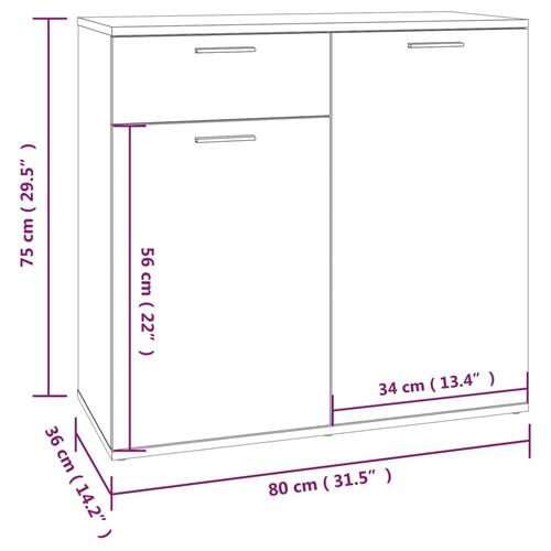 Skænk 80x36x75 cm konstrueret træ røget egetræsfarve