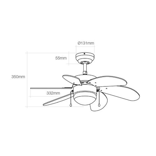 Loftsventilator med lys EDM 33985 Aral Hvid 50 W
