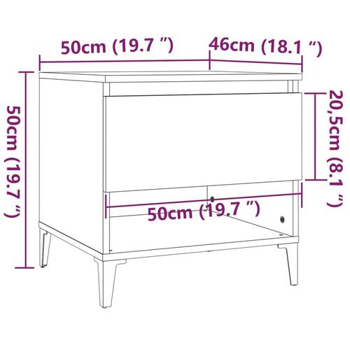 Sidebord 50x46x50 cm konstrueret træ hvid
