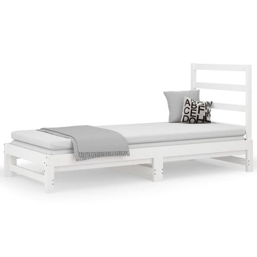 Daybed med udtræk 2x(90x190) cm massivt fyrretræ hvid