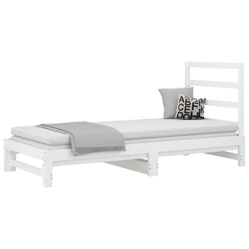 Daybed med udtræk 2x(90x190) cm massivt fyrretræ hvid