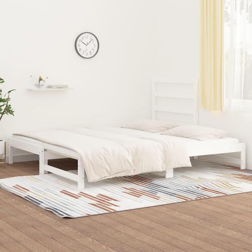 Daybed med udtræk 2x(90x190) cm massivt fyrretræ hvid