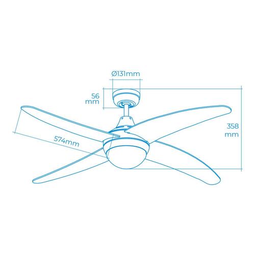 Loftsventilator med lys EDM 33807 Caspio 60 W