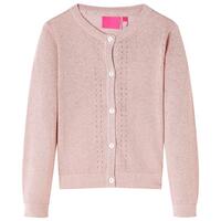 Strikket cardigan til børn str. 128 strik lyserød
