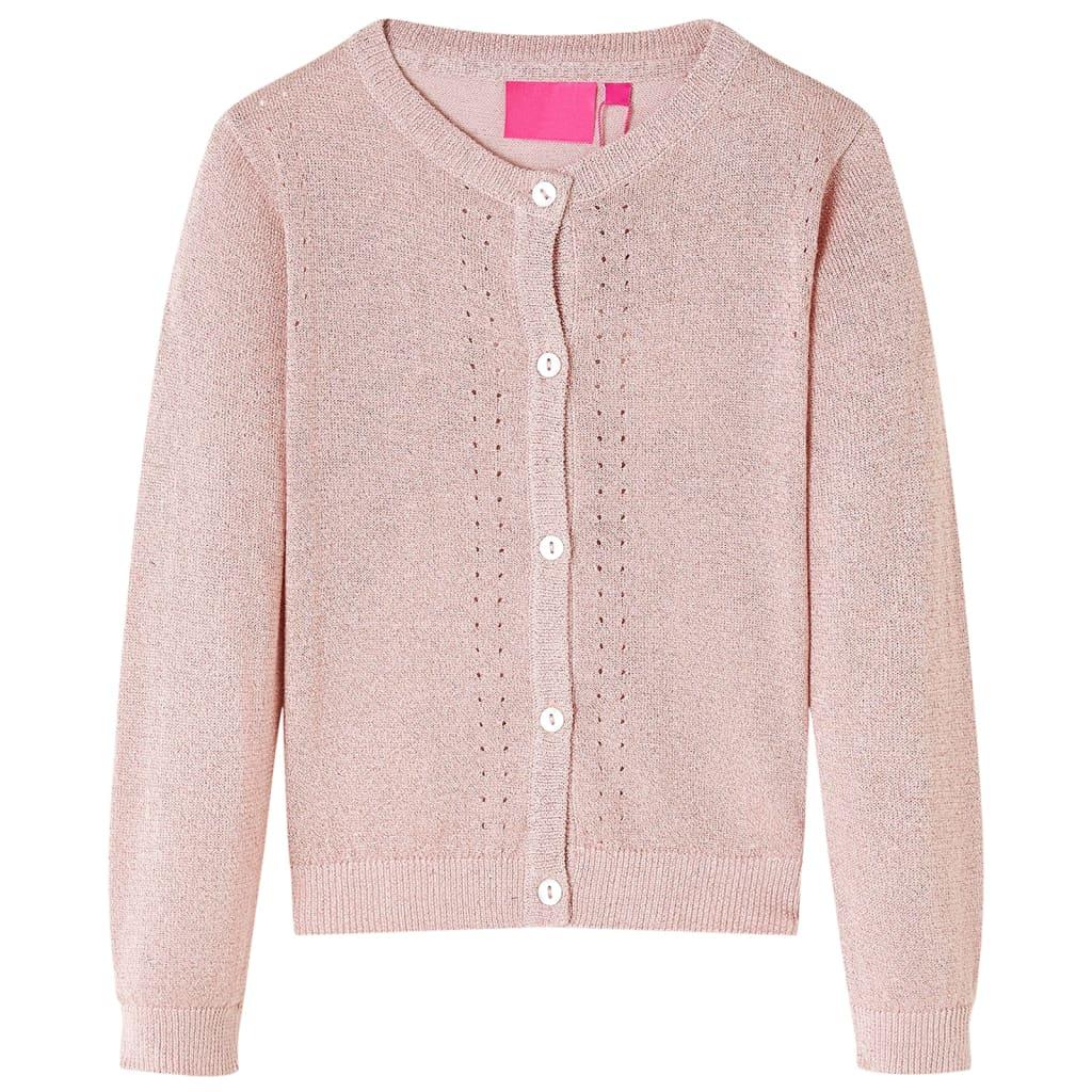 Strikket cardigan til børn str. 104 strik lyserød