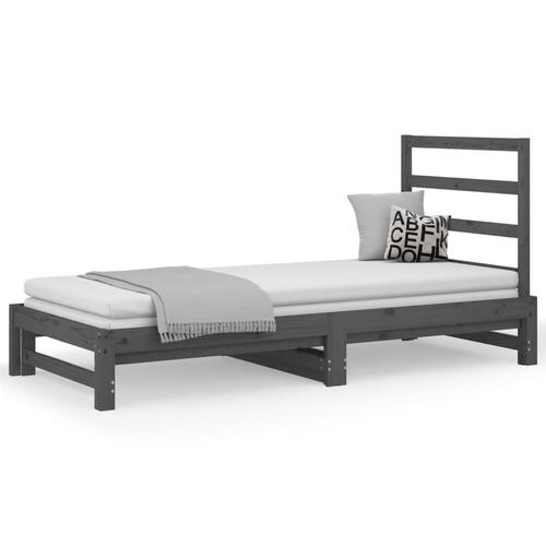 Daybed med udtræk 2x(90x190) cm massivt fyrretræ grå