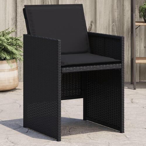Havestole med hynder 4 stk. polyrattan sort