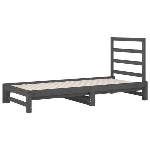Daybed med udtræk 2x(90x190) cm massivt fyrretræ grå