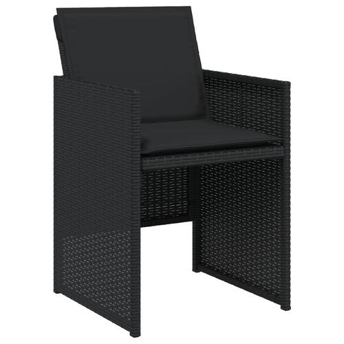 Havestole med hynder 4 stk. polyrattan sort