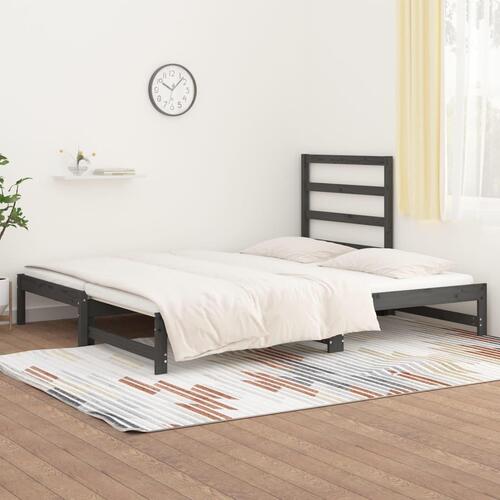 Daybed med udtræk 2x(90x190) cm massivt fyrretræ grå
