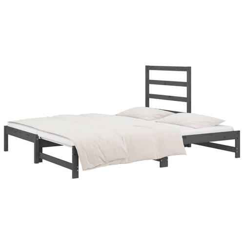 Daybed med udtræk 2x(90x190) cm massivt fyrretræ grå