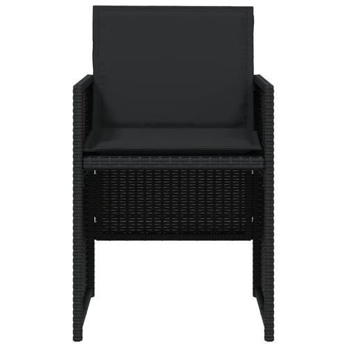 Havestole med hynder 4 stk. polyrattan sort