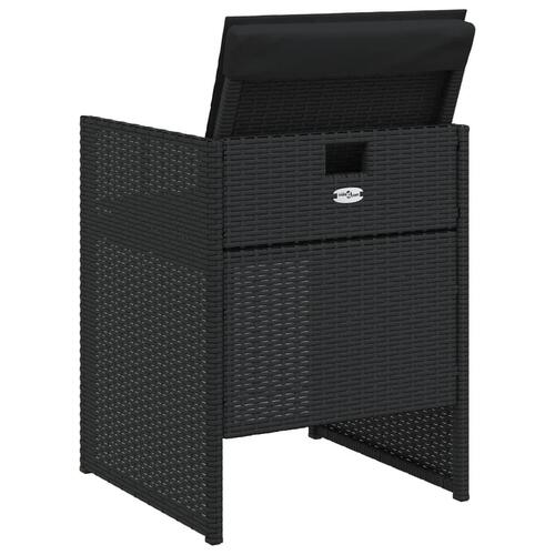 Havestole med hynder 4 stk. polyrattan sort