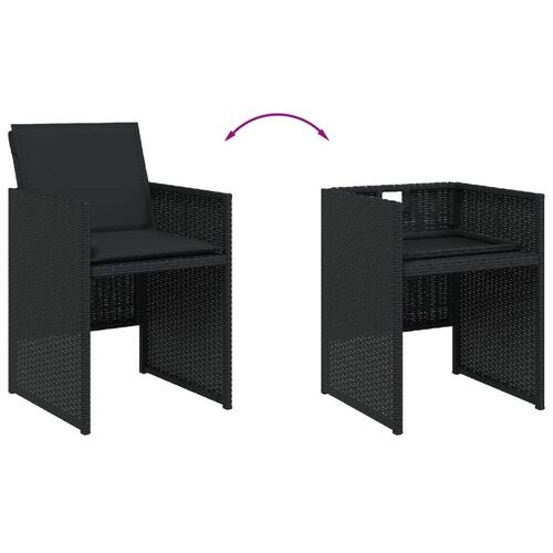 Havestole med hynder 4 stk. polyrattan sort