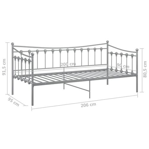 Sengestel til udtræksseng 90x200 cm metal grå