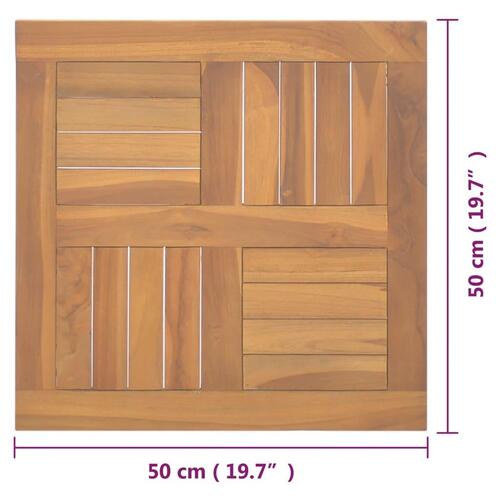 Firkantet bordplade 50x50x2,5 cm massivt teaktræ