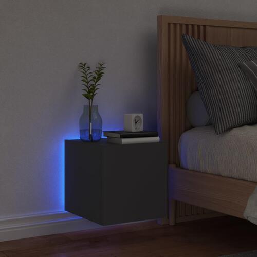 Væghængt tv-bord med LED-lys 30,5x35x30 sort
