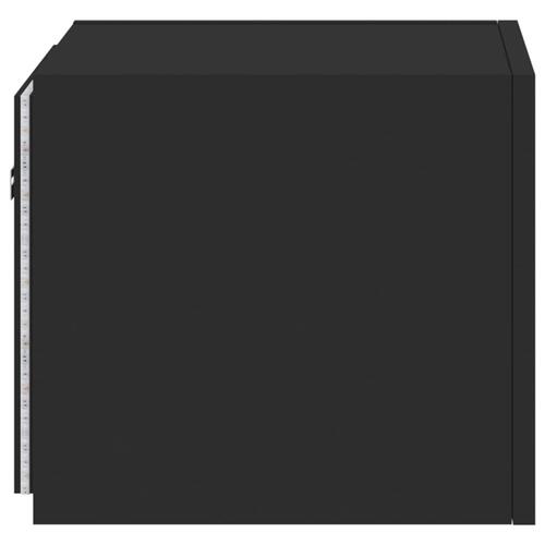 Væghængt tv-bord med LED-lys 30,5x35x30 sort